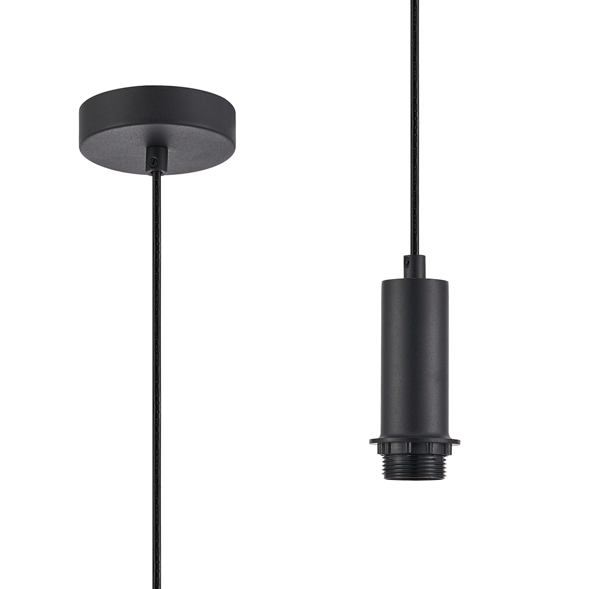 D1020BL  Wick 1.7m 1 Light Pendant, 1 x E27, Satin Black